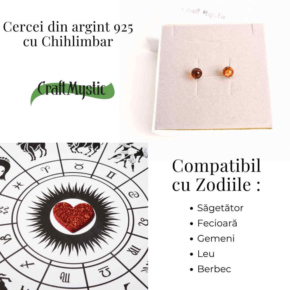 Cercei Argint 925 cu Chihlimbar Bobita - Eleganta si Energie Pozitiva [4]