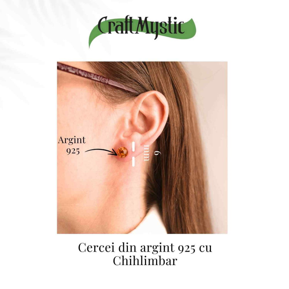 Cercei Argint 925 cu Chihlimbar Bobita - Eleganta si Energie Pozitiva [3]