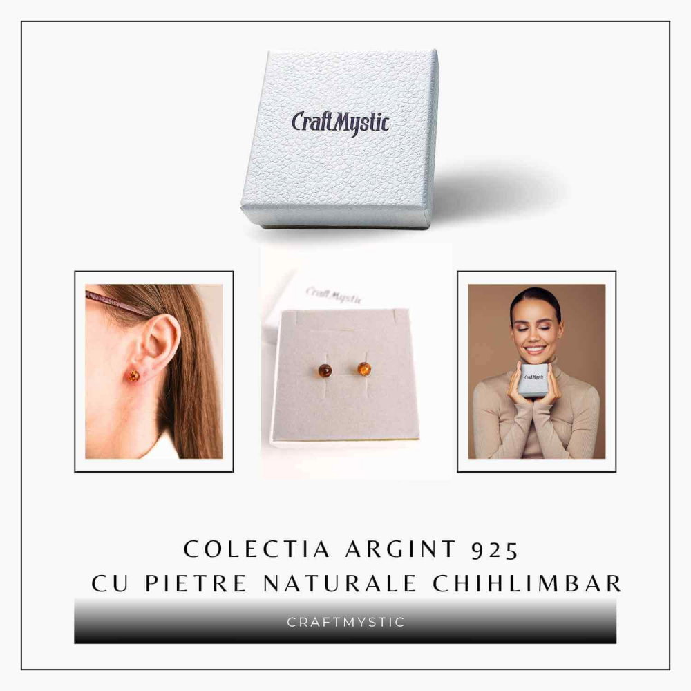 Cercei Argint 925 cu Chihlimbar Bobita - Eleganta si Energie Pozitiva [7]