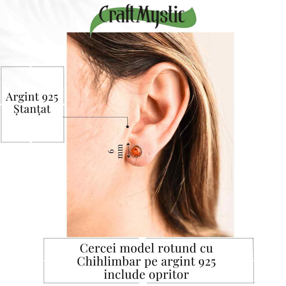 Cercei rotunzi argint 925 cu Chihlimbar Natural – Energie Pozitiva si Eleganta [4]
