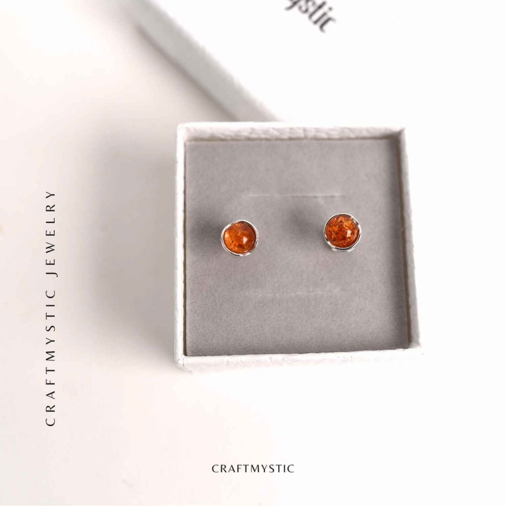 Cercei rotunzi argint 925 cu Chihlimbar Natural – Energie Pozitiva si Eleganta [6]