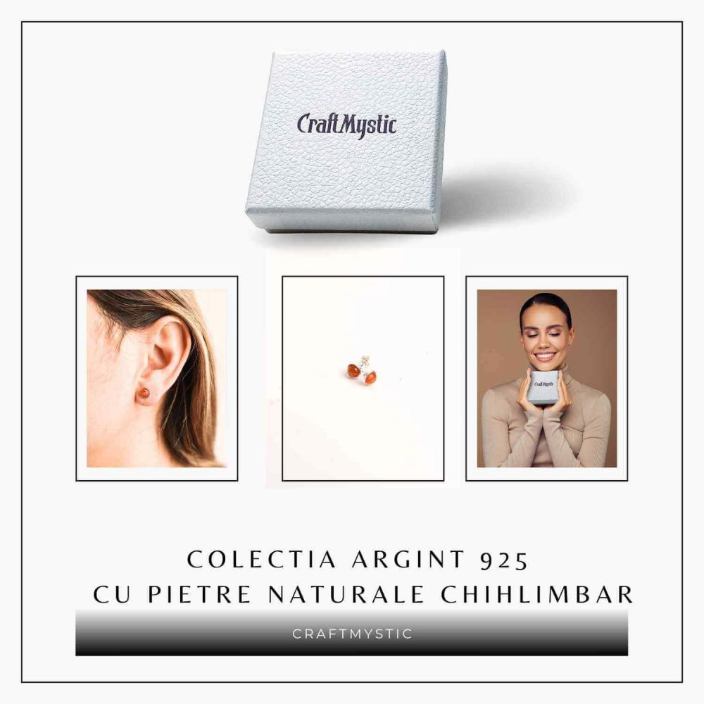 Cercei rotunzi argint 925 cu Chihlimbar Natural – Energie Pozitiva si Eleganta [7]