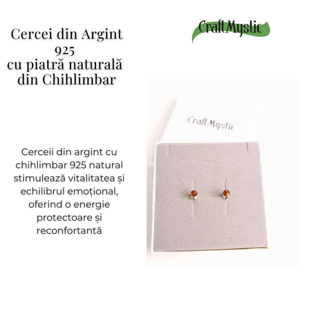 Cercei Argint 925 cu Chihlimbar Bobita - Eleganta si Energie Naturala [5]