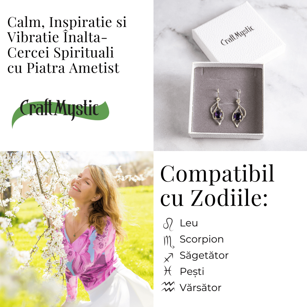Cercei cu Ametist – Bijuterii Spirituale pentru Calm si Claritate [4]
