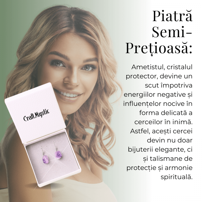 Cercei Argintii cu Ametist Natural Brut in Forma Neregulata [7]