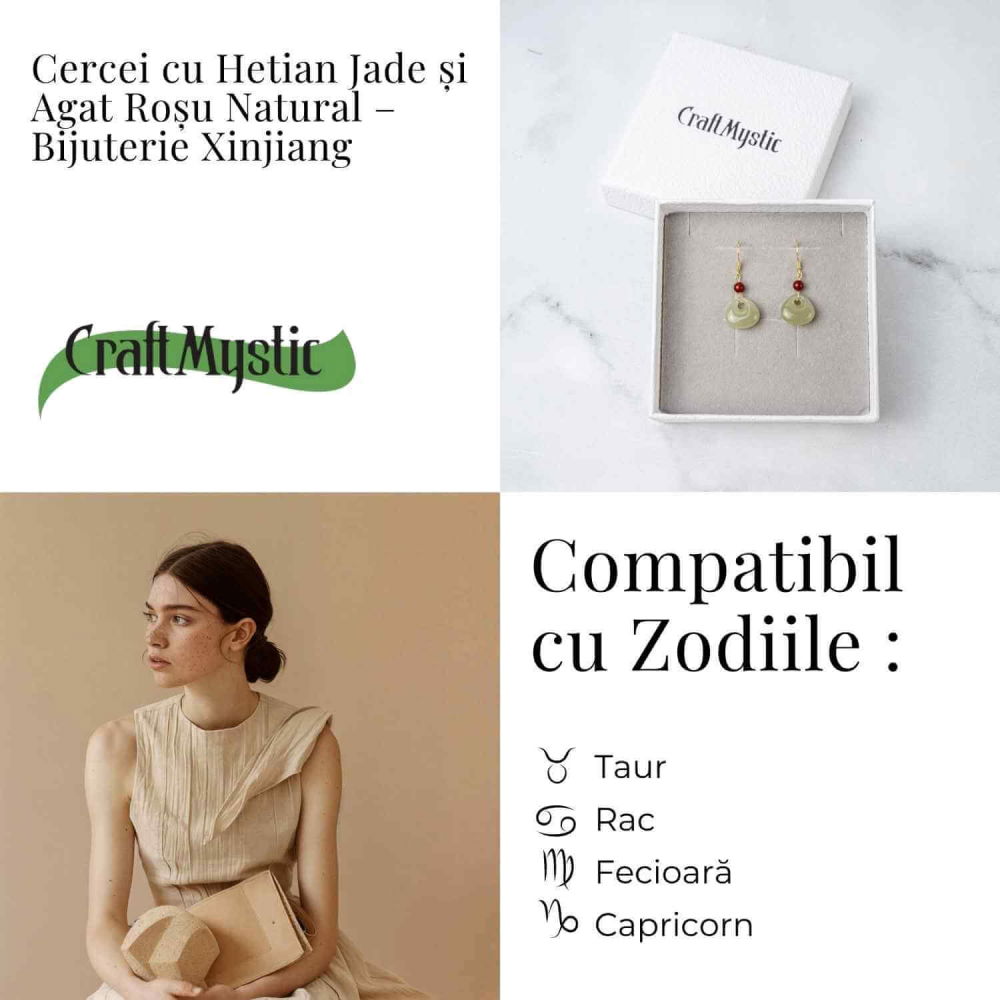 Cercei cu Hetian Jade si Agat Rosu Natural – Echilibru si Protectie Spirituala [5]