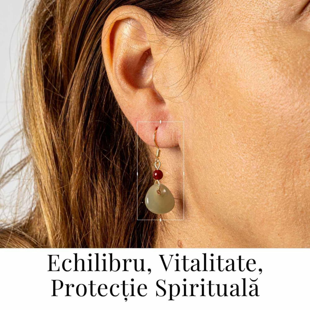 Cercei cu Hetian Jade si Agat Rosu Natural – Echilibru si Protectie Spirituala [2]