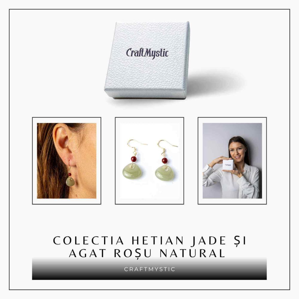 Cercei cu Hetian Jade si Agat Rosu Natural – Echilibru si Protectie Spirituala [8]