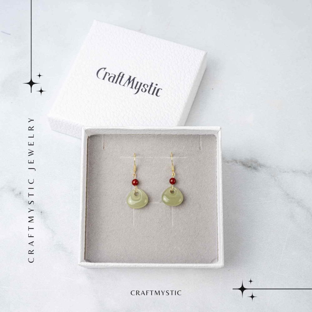 Cercei cu Hetian Jade si Agat Rosu Natural – Echilibru si Protectie Spirituala [7]