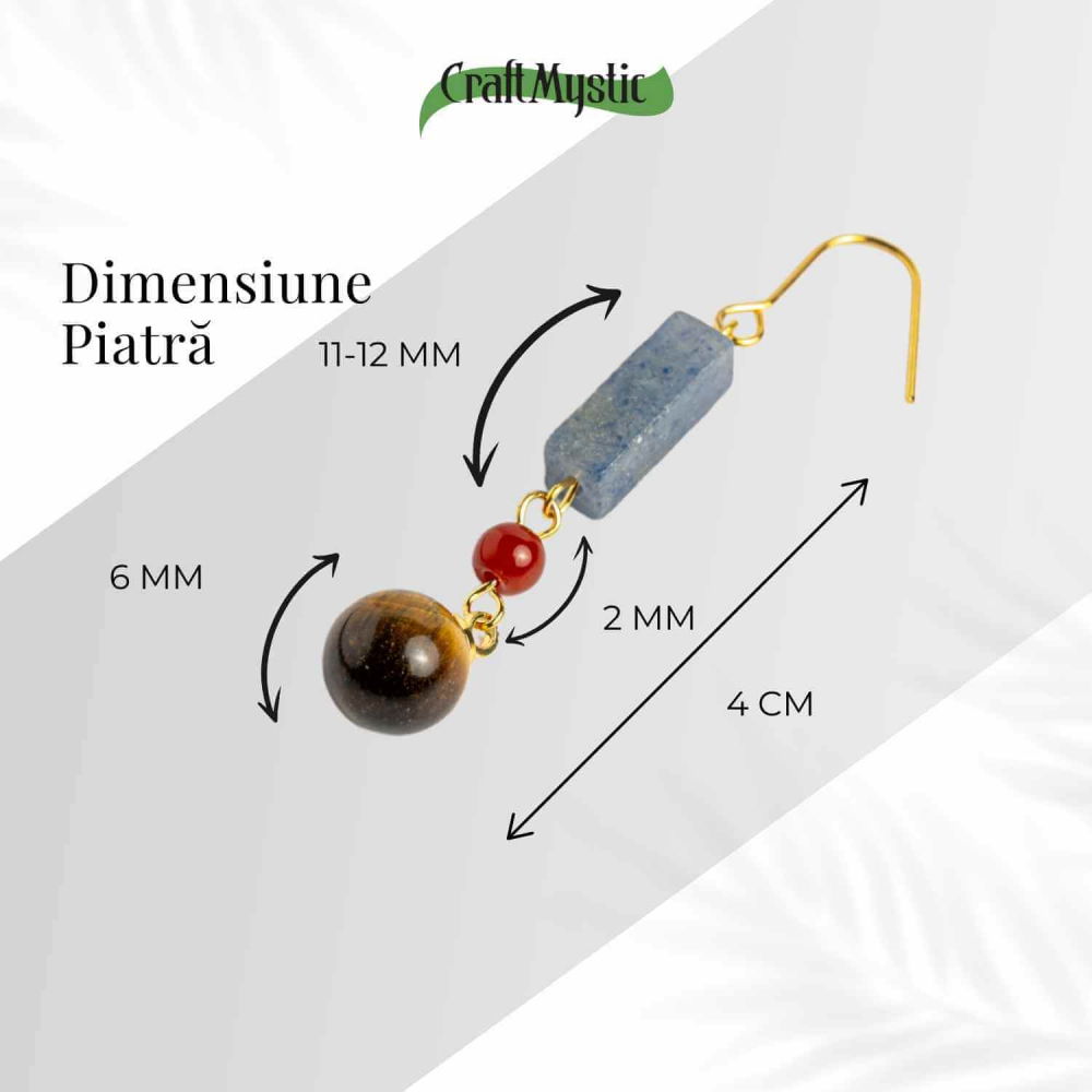 Cercei cu Lapis Lazuli, Agat Rosu si Ochi de Tigru - Energie si Protectie [4]