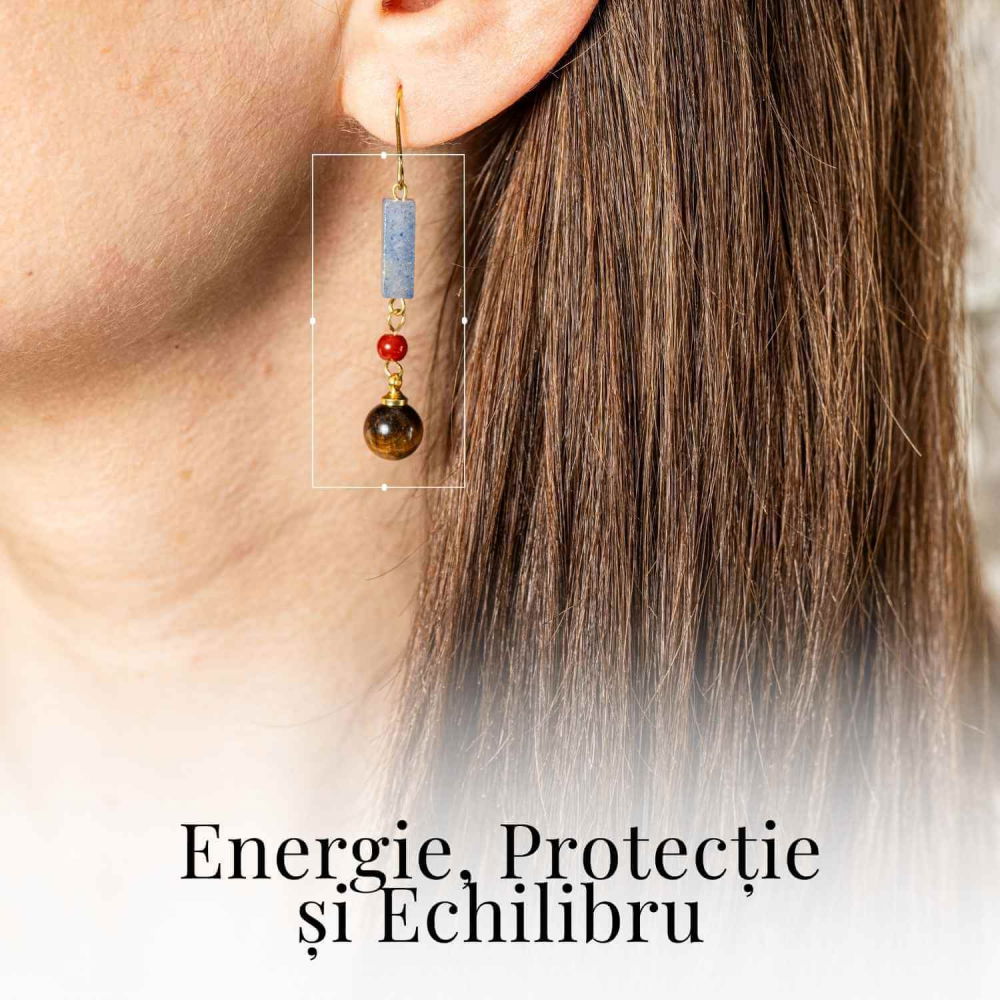 Cercei cu Lapis Lazuli, Agat Rosu si Ochi de Tigru - Energie si Protectie [2]