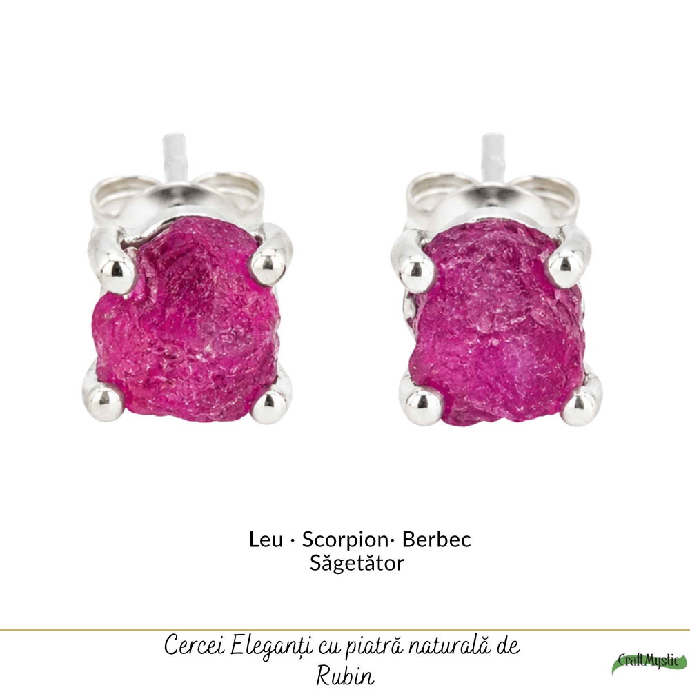 Cercei Argint 925 cu Rubin Brut Natural – Pasiune, Curaj si Energie Feminina [5]