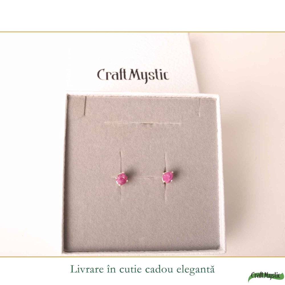 Cercei Argint 925 cu Rubin Brut Natural – Pasiune, Curaj si Energie Feminina [6]