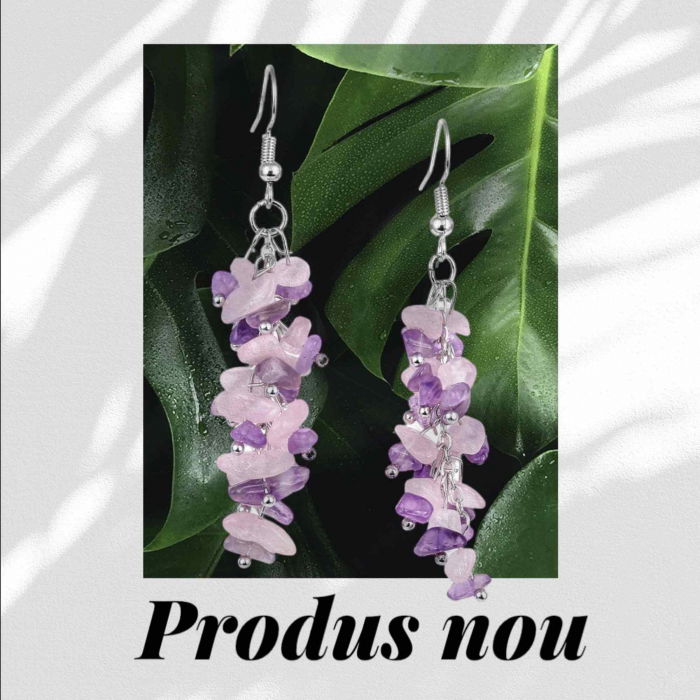 Cercei Eleganti cu Ametist si Cuart Roz - Combina Frumusetea si Energiile Vindecatoare [6]