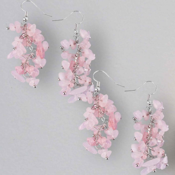 Cercei Delicati cu pietre polisate Cuart Roz - Frumusete Pura si Armonie Emotionala [5]