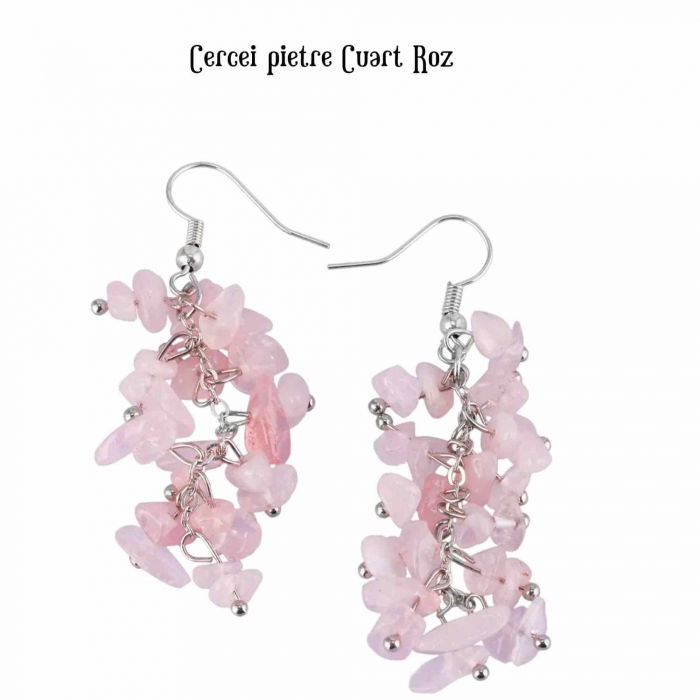 Cercei Delicati cu pietre polisate Cuart Roz - Frumusete Pura si Armonie Emotionala [2]