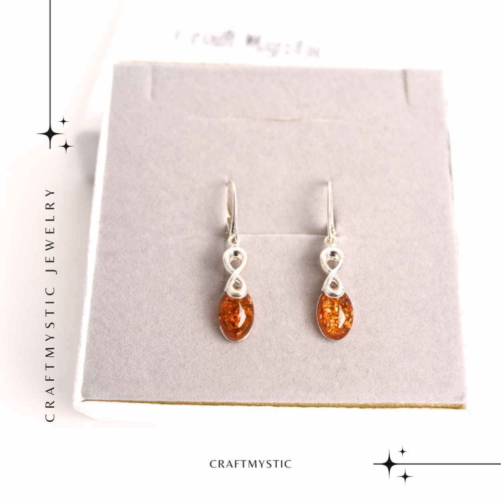 Cercei din Argint 925 cu Chihlimbar - Simbolul Infinit pentru Echilibru si Eleganta [2]