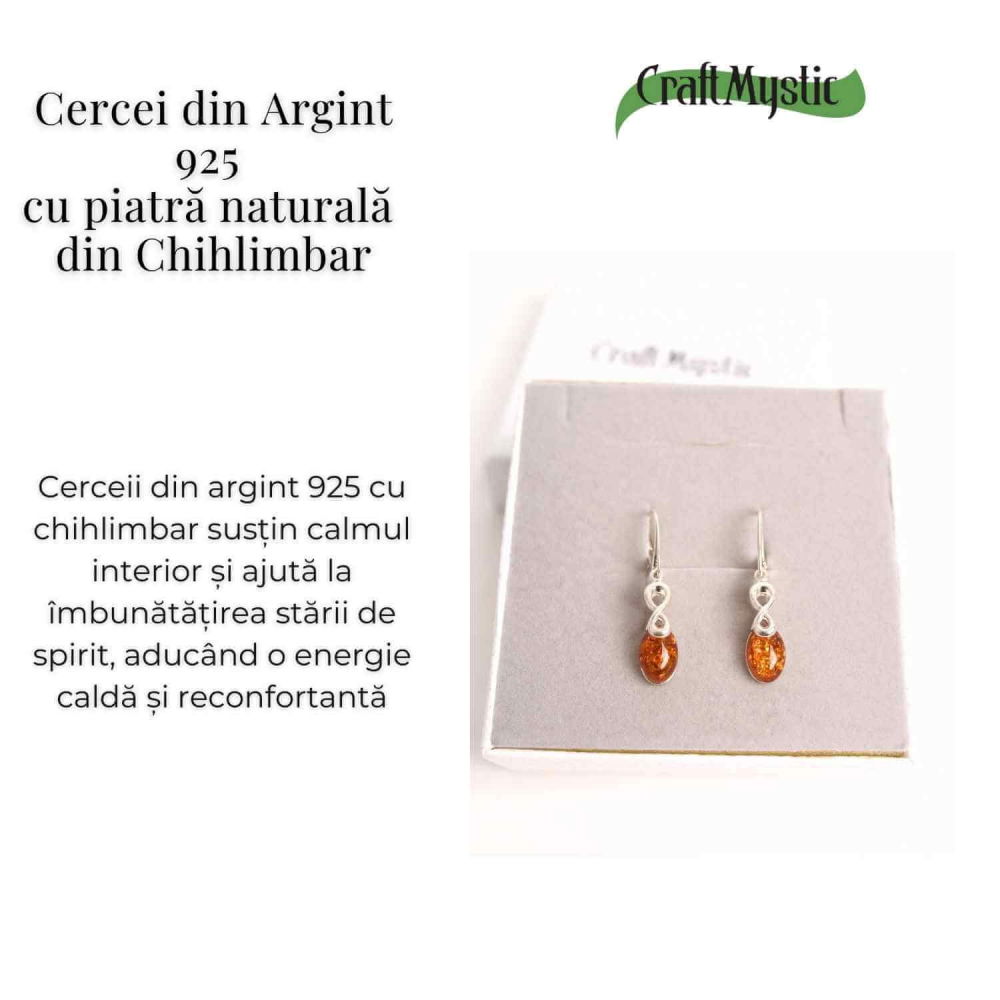 Cercei din Argint 925 cu Chihlimbar - Simbolul Infinit pentru Echilibru si Eleganta [5]