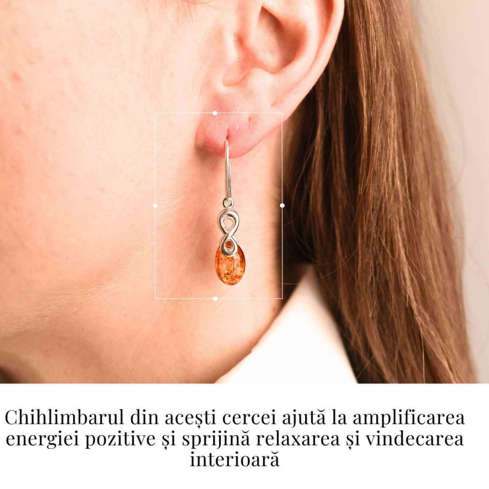 Cercei din Argint 925 cu Chihlimbar - Simbolul Infinit pentru Echilibru si Eleganta [8]