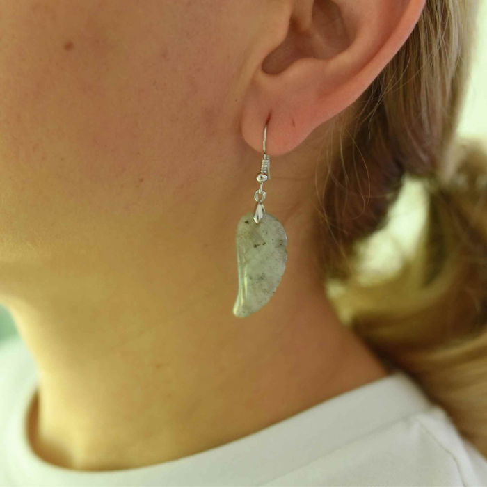 Cercei aripi de inger din piatra semipretioasa Labradorit 3 cm [2]