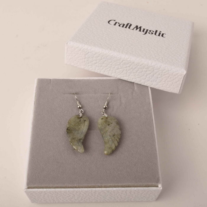 Cercei aripi de inger din piatra semipretioasa Labradorit 3 cm [3]