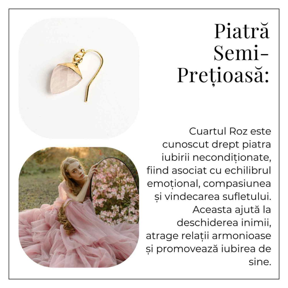Cercei din Cuart Roz Natural Fatetat - Iubire Si Armonie [6]