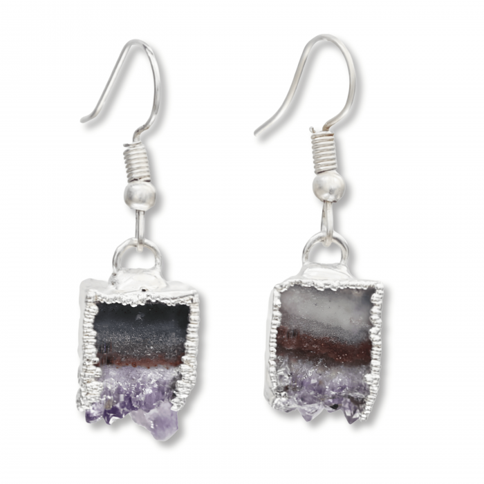 Cercei Argintii din Ametist Druzy Natural 15 mm [1]