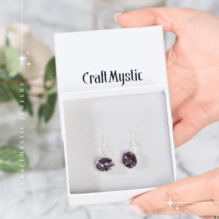 Cercei Argintii cu Ametist Cluster Natural 10-15mm [7]