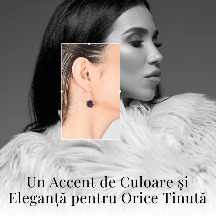 Cercei Argintii cu Ametist Cluster Natural 10-15mm [6]