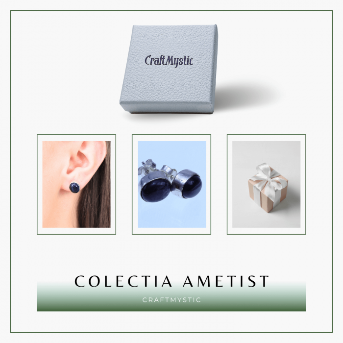 Cercei Eleganti cu Ametist Natural inchidere pe surub, pentru calm si echilibru [9]