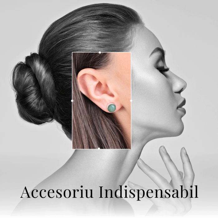 Cercei Eleganti cu Aventurin verde Natural, inchidere pe surub, pentru echilibru si noroc [5]
