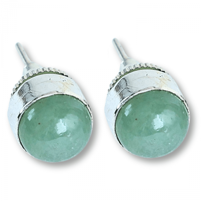 Cercei Eleganti cu Aventurin verde Natural, inchidere pe surub, pentru echilibru si noroc [1]