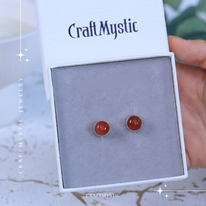 Cercei Eleganti cu Carneol Natural, inchidere pe surub, pentru energie si curaj [8]