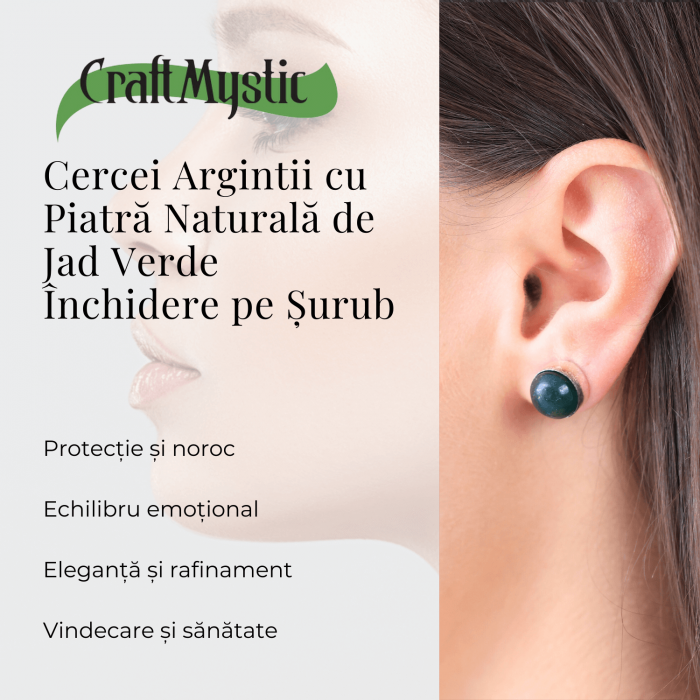 Cercei Eleganti cu Jad Verde, inchidere pe surub, pentru echilibru si protectie [2]
