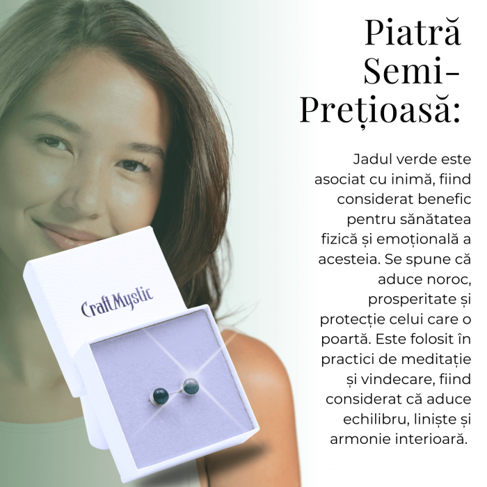 Cercei Eleganti cu Jad Verde, inchidere pe surub, pentru echilibru si protectie [5]