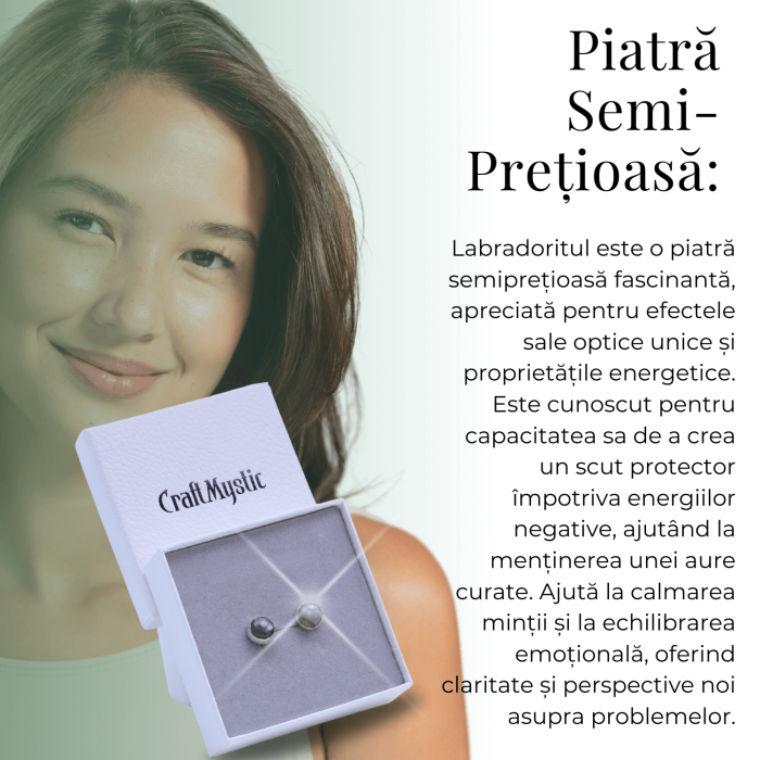 Cercei Eleganti cu piatra Labradorit Natural inchidere pe surub, pentru echilibru si protectie [6]