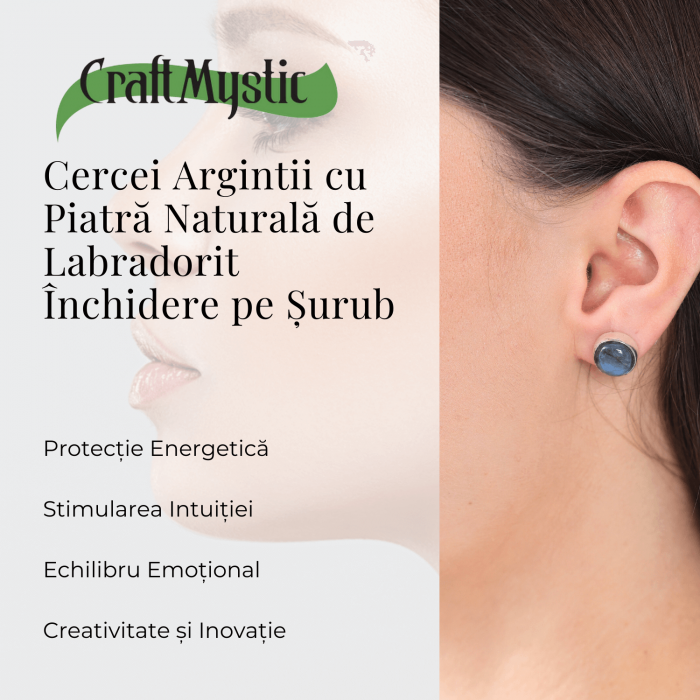 Cercei Eleganti cu piatra Labradorit Natural inchidere pe surub, pentru echilibru si protectie [2]