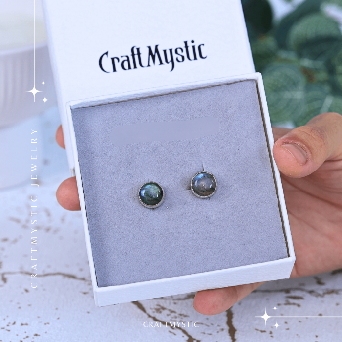 Cercei Eleganti cu piatra Labradorit Natural inchidere pe surub, pentru echilibru si protectie [5]