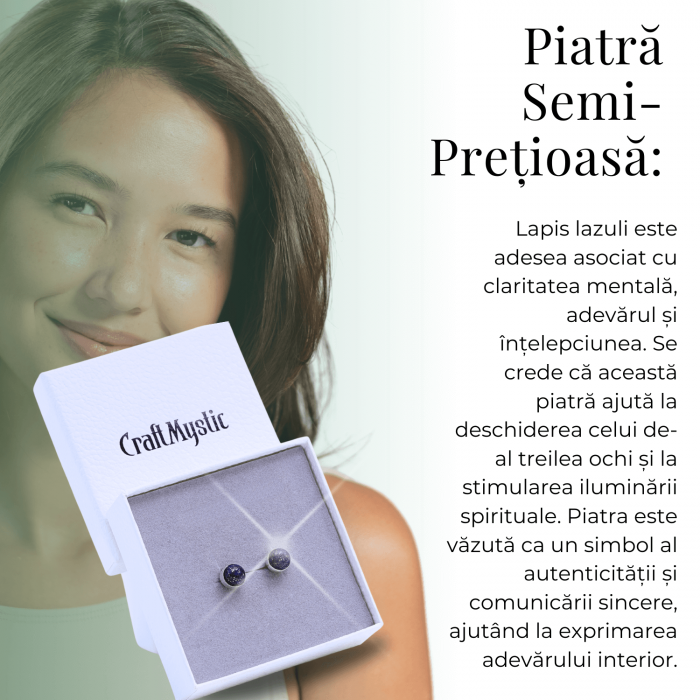 Cercei Eleganti cu Lapis Lazuli Natural, pentru claritate mentala si intelepciune [7]