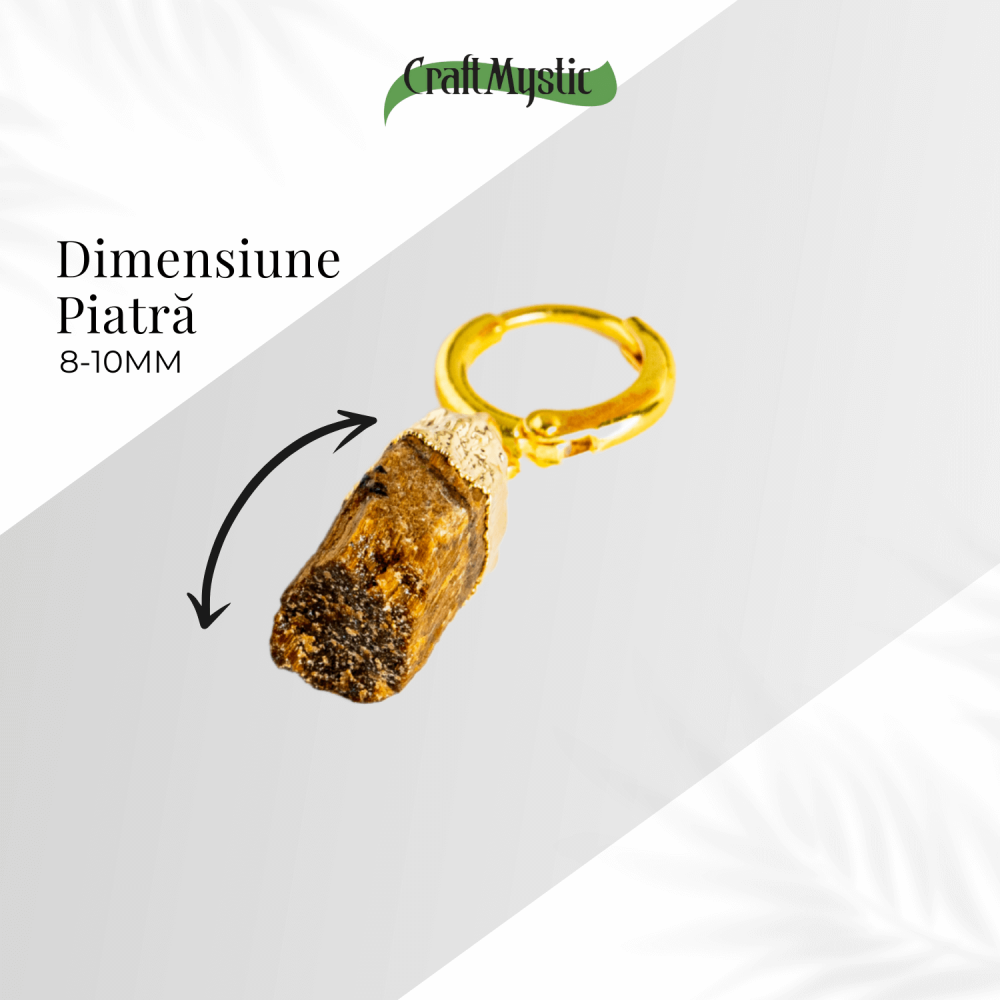 Cercei Aurii cu Ochi de Tigru Brut Natural – Putere si Protectie [4]