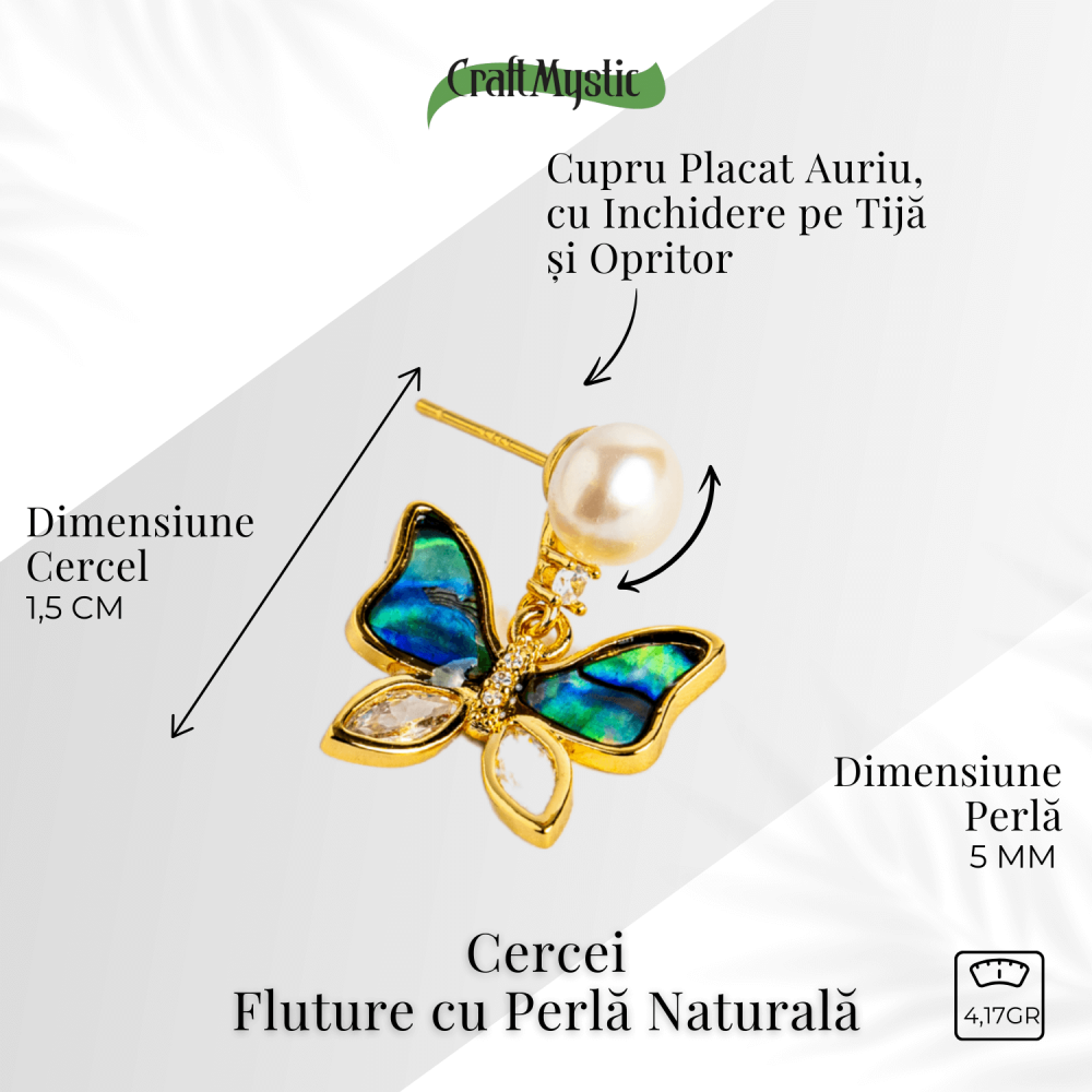 Cercei fluture cu perla naturala – Rafinament si renastere [3]