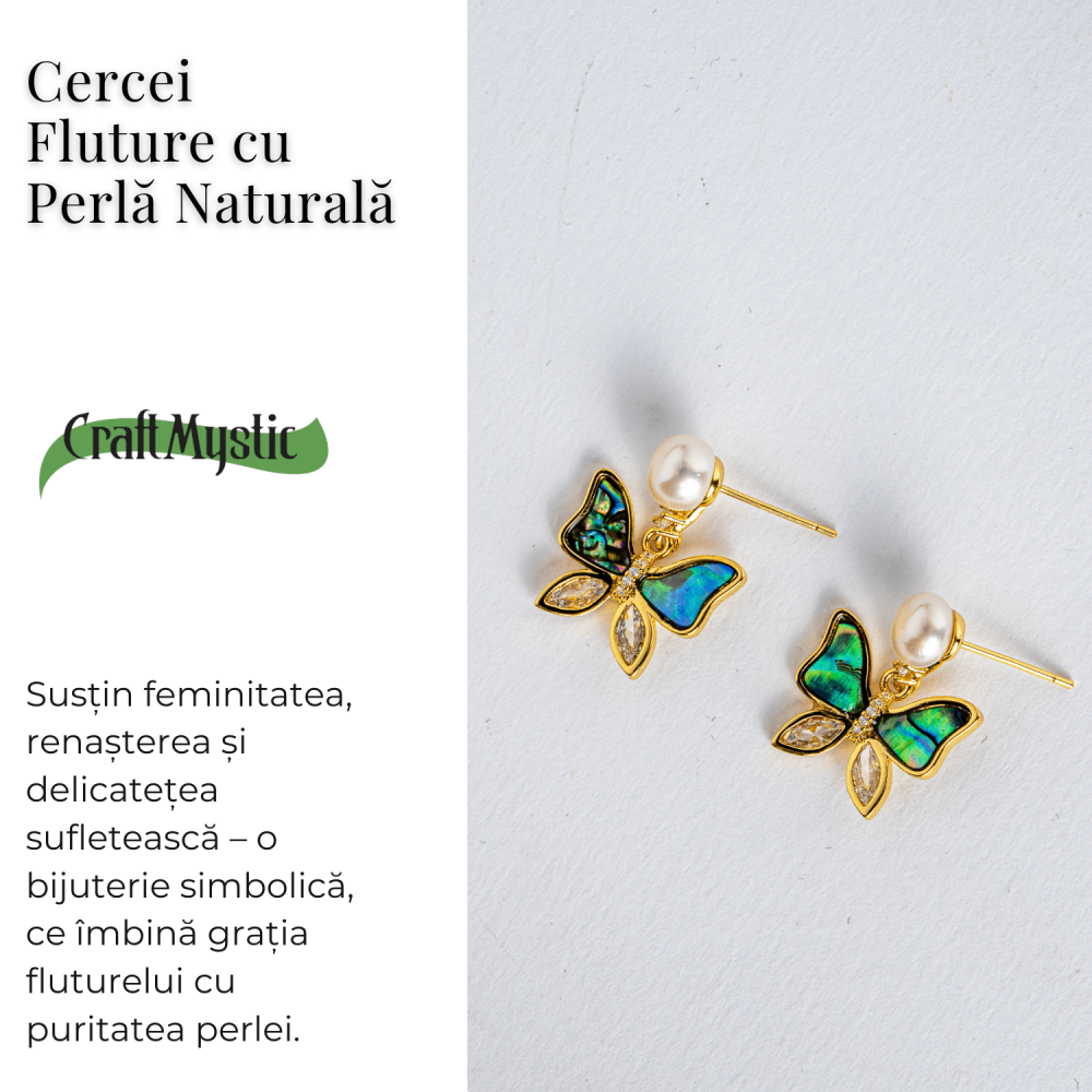 Cercei fluture cu perla naturala – Rafinament si renastere [5]