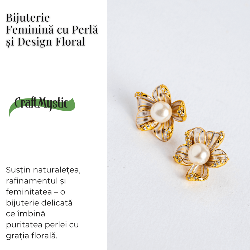 Floare de lumina – Cercei cu perla naturala si design floral [4]