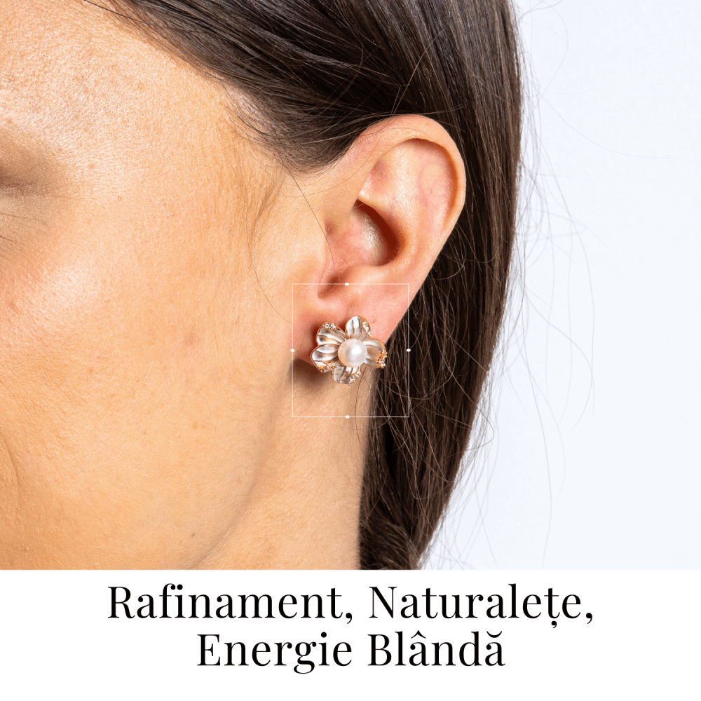 Floare de lumina – Cercei cu perla naturala si design floral [2]