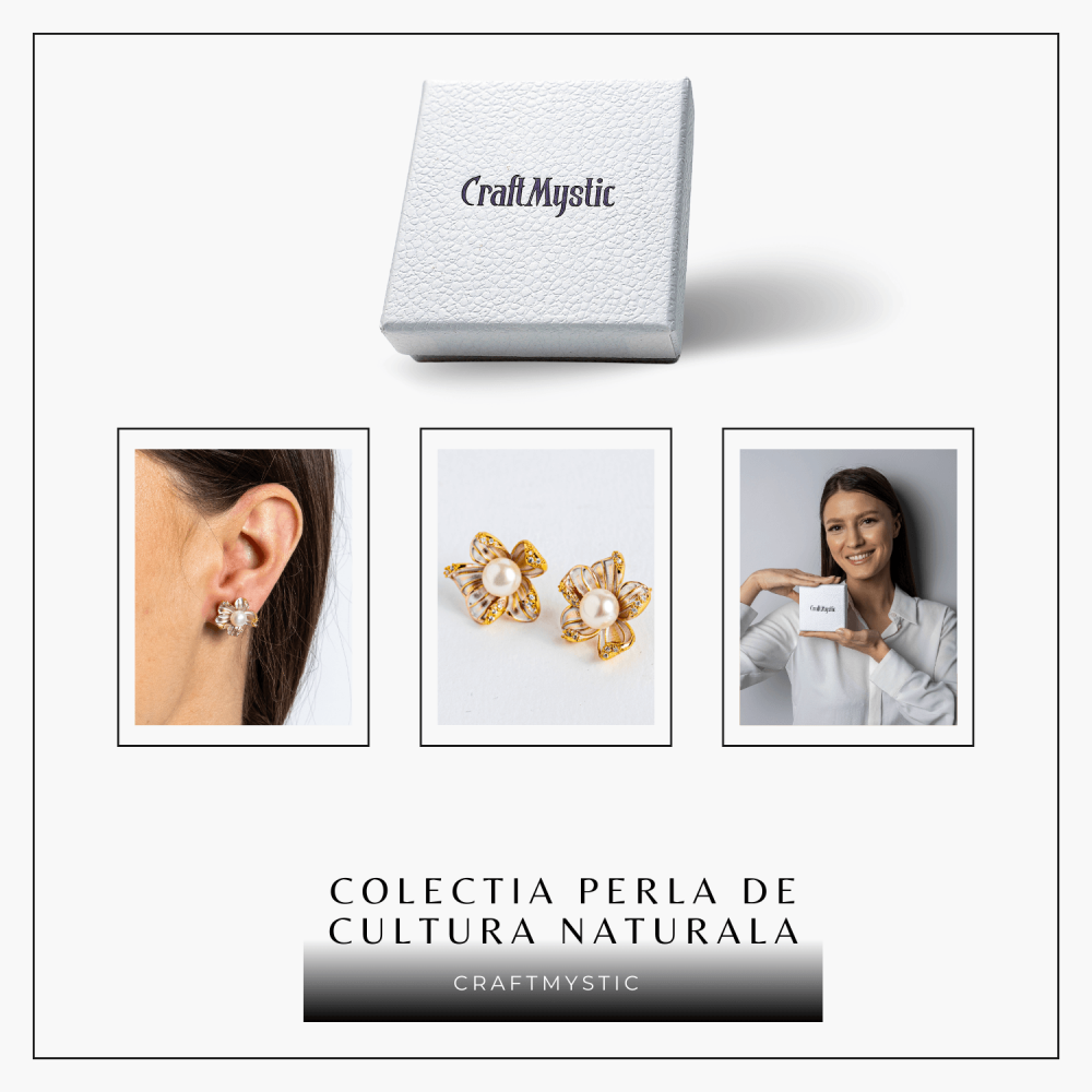 Floare de lumina – Cercei cu perla naturala si design floral [8]