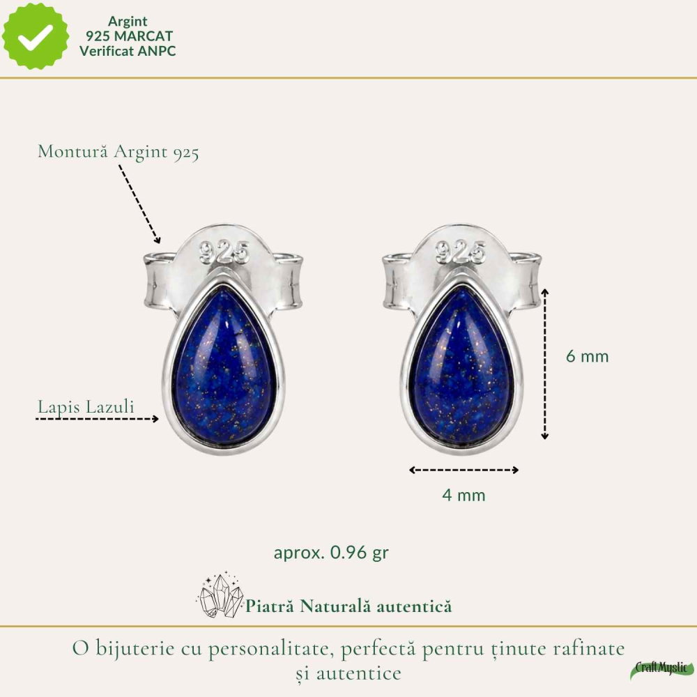 Cercei argint 925 lacrima cu Lapis Lazuli – claritate si incredere interioara [4]
