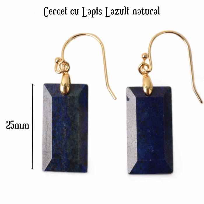 Cercei cu Pietre Semipretioase Lapis Lazuli forma dreptunghiulara Pentru intelepciune, claritate mentala [5]