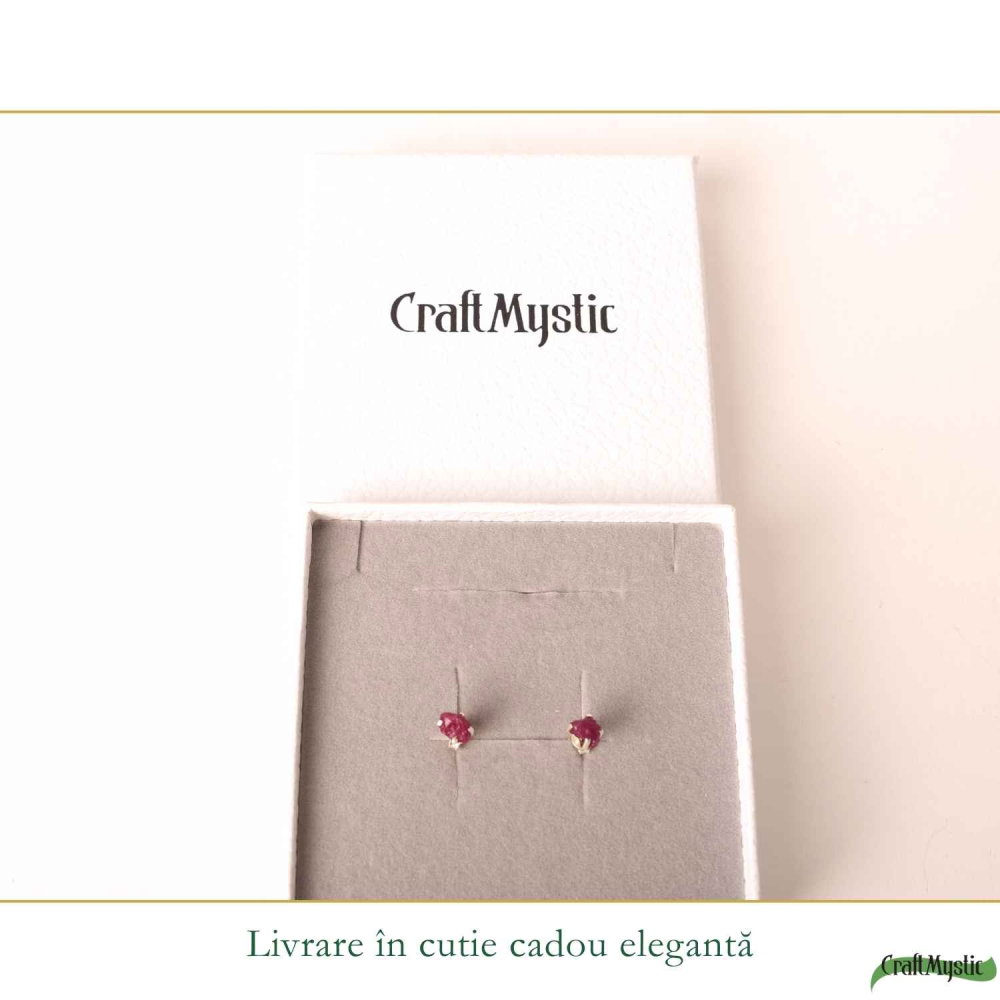 Cercei Argint 925 cu Rubin Brut Natural – Energie, Curaj si Feminitate [6]