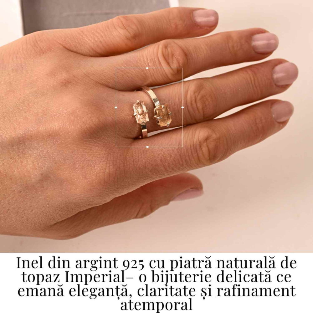 Inel dublu din Topaz Imperial natural si Argint 925 - Echilibru in doua lumini [2]
