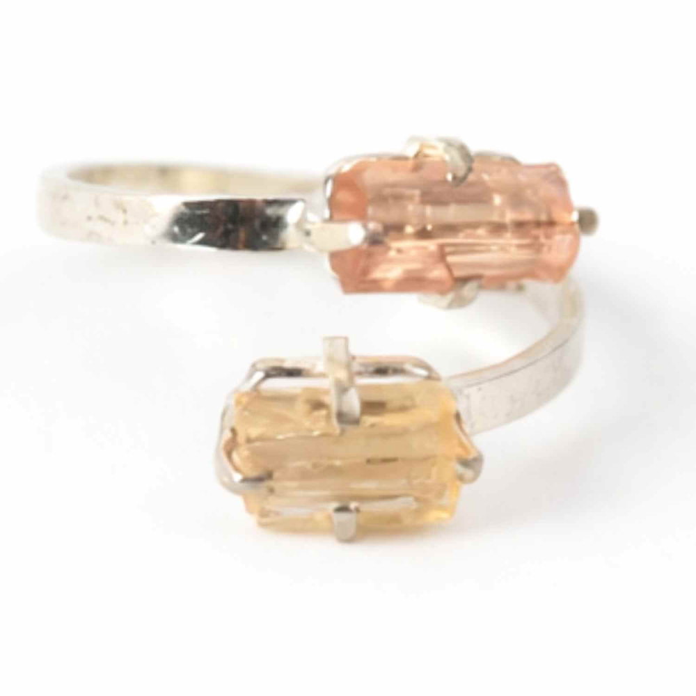 Inel dublu din Topaz Imperial natural si Argint 925 - Echilibru in doua lumini [6]